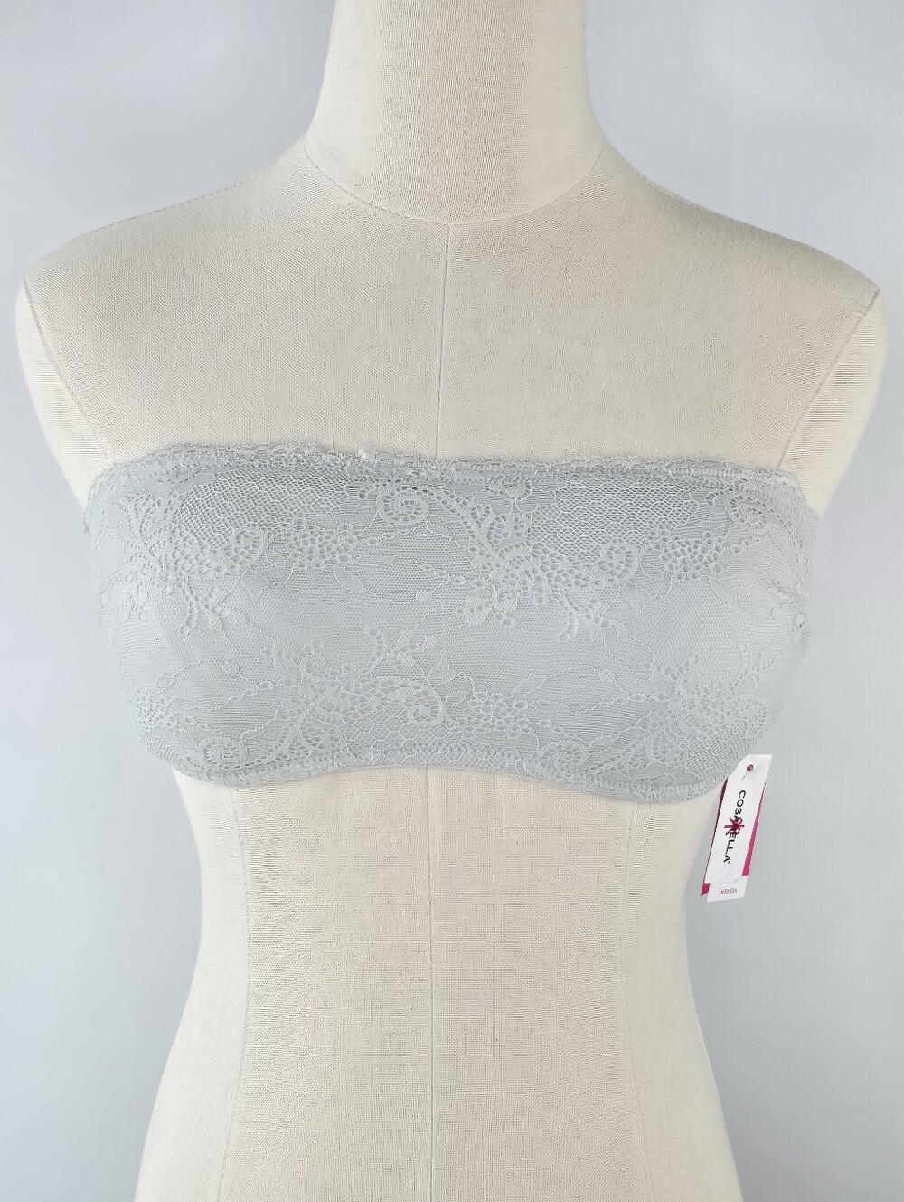 Cosabella Trenta Padded Bandeau Bra Silver Lace Made In Italy Size M NWT